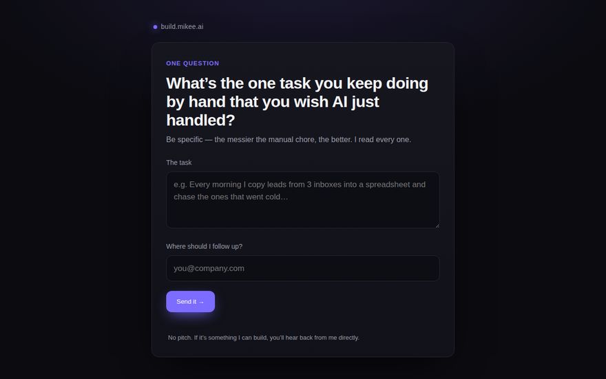 What should I build for you? screenshot