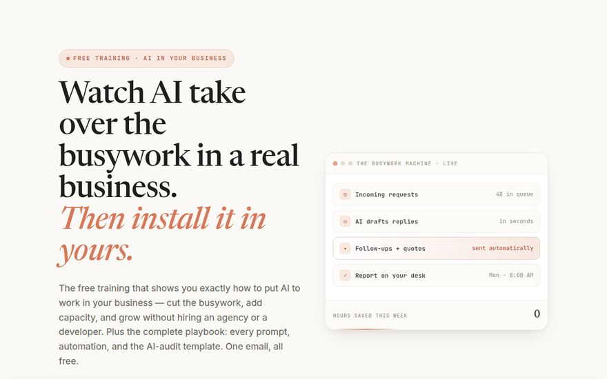 Free training + the 30-Day AI Growth Playbook screenshot