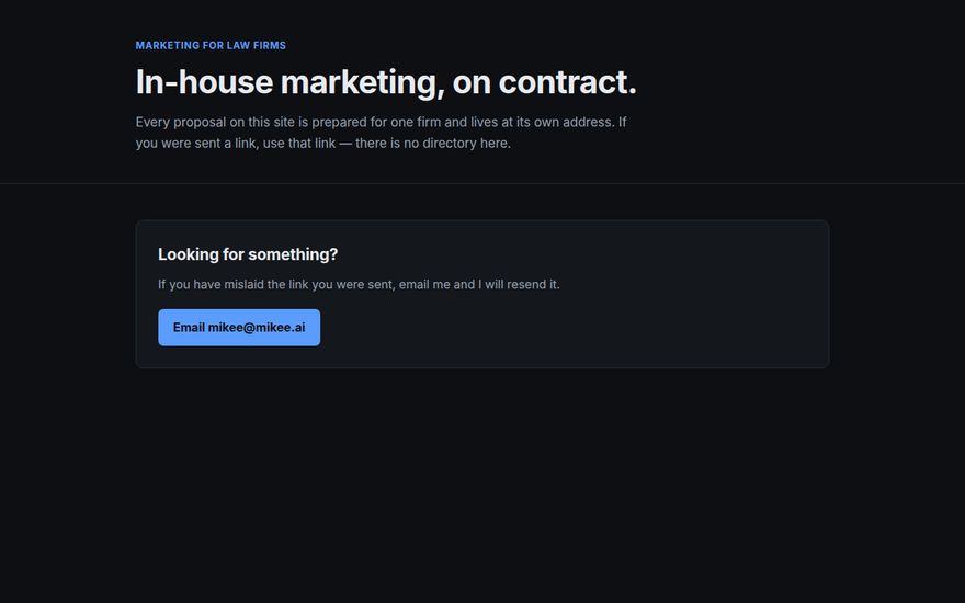 In-house marketing, on contract screenshot