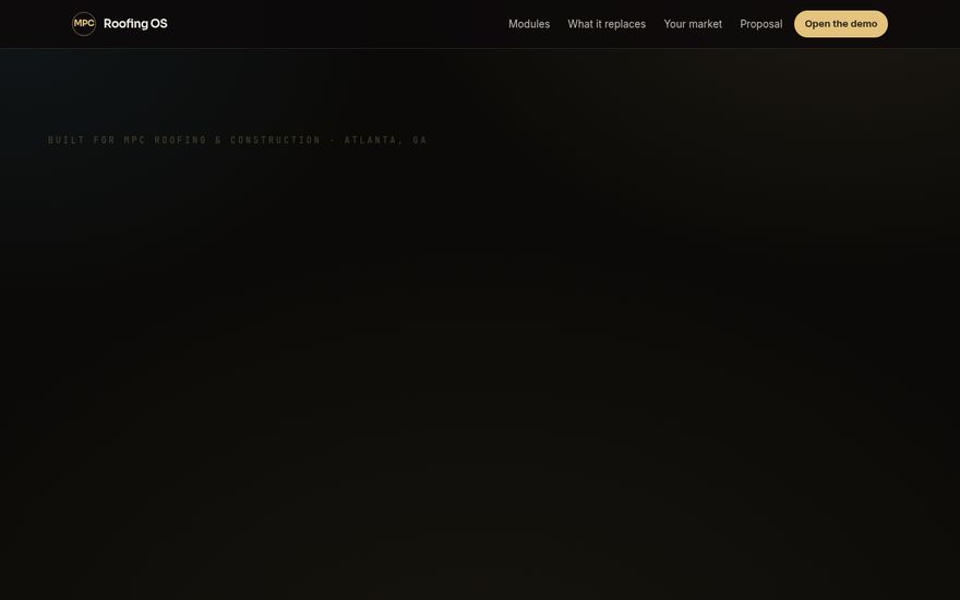 MPC Roofing OS screenshot