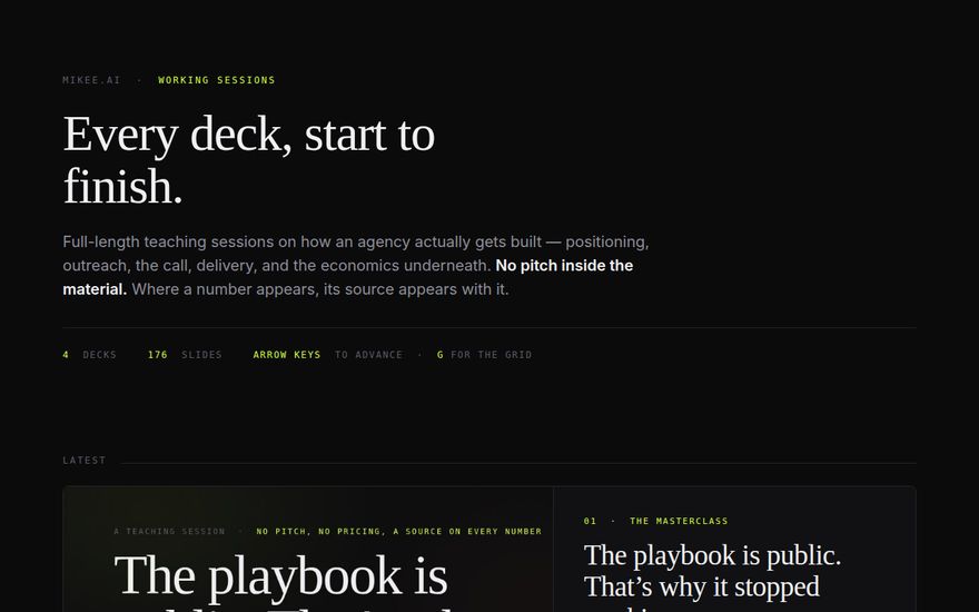 Working sessions screenshot