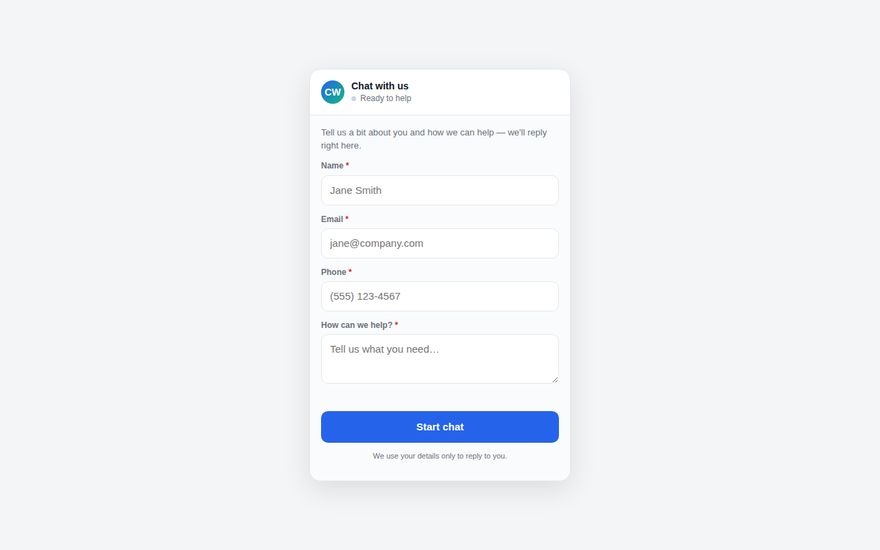 Live chat screenshot